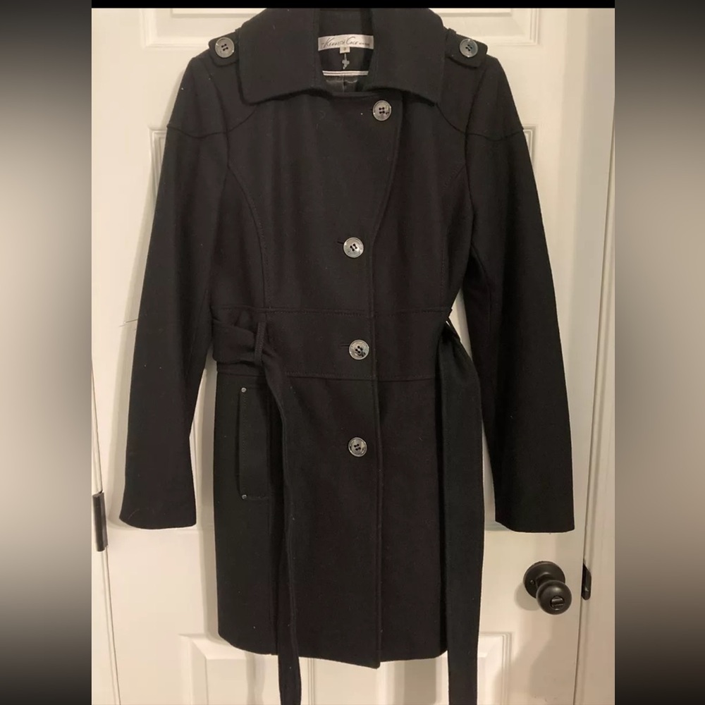 Kenneth Cole black wool peacoat size 8 womens